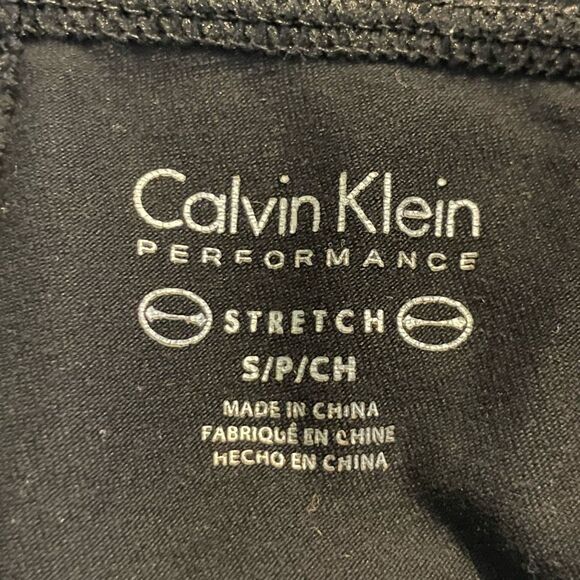 Calvin Klein Performance Leggings Black White Logo Mid-Rise Stretch S - Picture 3 of 5